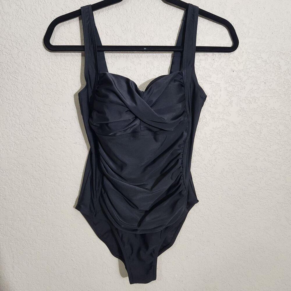 Firpearl Swimsuit Womens Size 8 One Piece Black Ruched